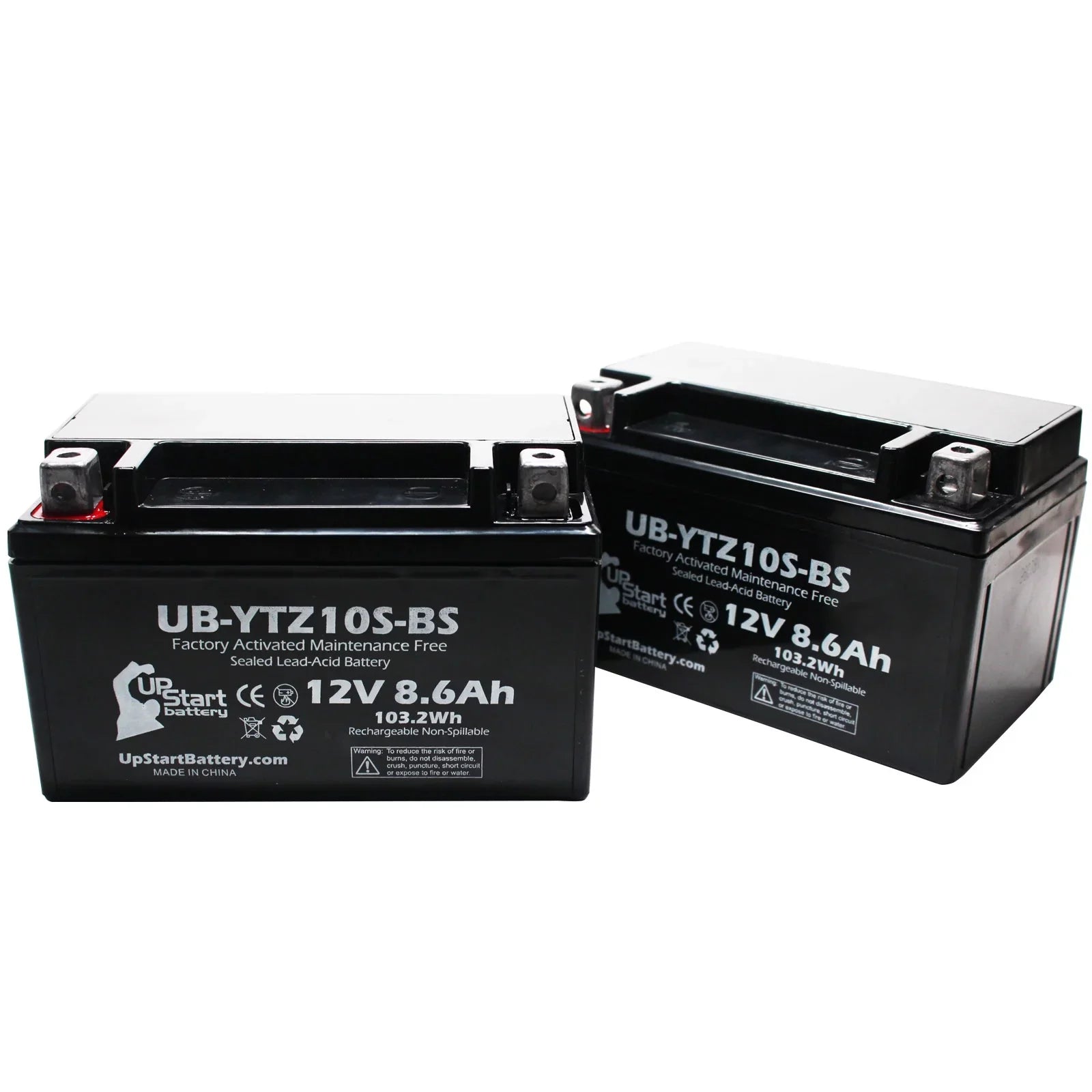 2-Pack UpSizetart Battery Replacement 2011 Yamaha YZF-R6 (excl. R6Size) 600CC Factory Activated, Maintenance Free, Motorcycle Battery - 12V, 8.6Ah, UB-YTZ10Size-BSize