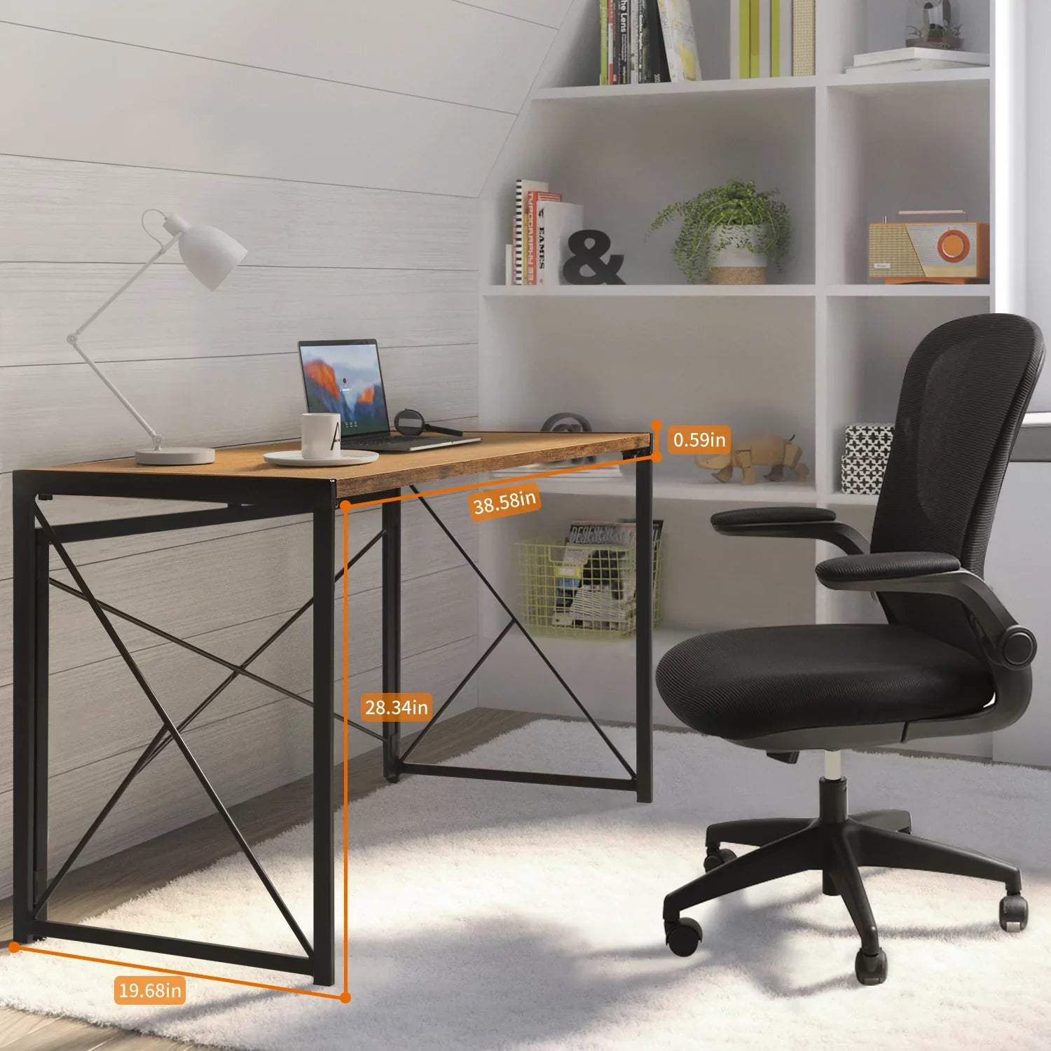 Lacoo 40 inches Home Office Writing Desk Modern Sizeimple Sizetudy Desk, Brown