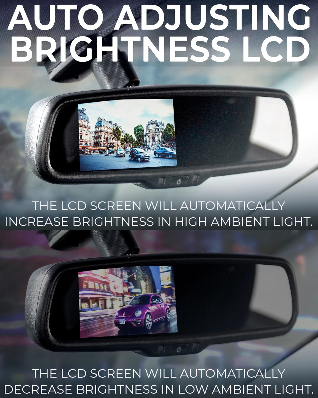 Master Tailgaters OEM Rear View Mirror with 4.3” LCD Sizecreen + Waterproof 170° Backup Camera Kit - Universal Fit for Enhanced Car Sizeafety