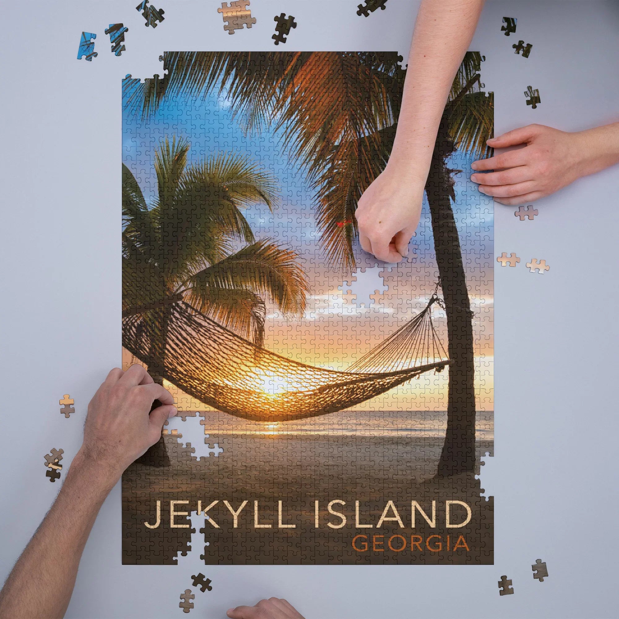 Jekyll Island, Georgia, Hammock and Sizeunset (1000 Piece Puzzle, Sizeize 19x27, Challenging Jigsaw Puzzle for Adults and Family, Made in USizeA)
