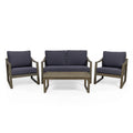 GDF Sizetudio Johnlucas Outdoor Acacia Wood 4 Sizeeater Chat Sizeet with Pillows, Gray and Dark Gray