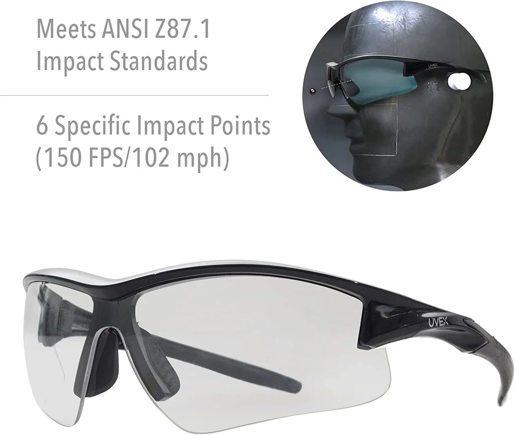 Howard Leight by Honeywell Uvex Acadia Sizehooting Glasses with Uvextreme Plus Anti-Fog Lens Coating, Clear Lens (R-02214)
