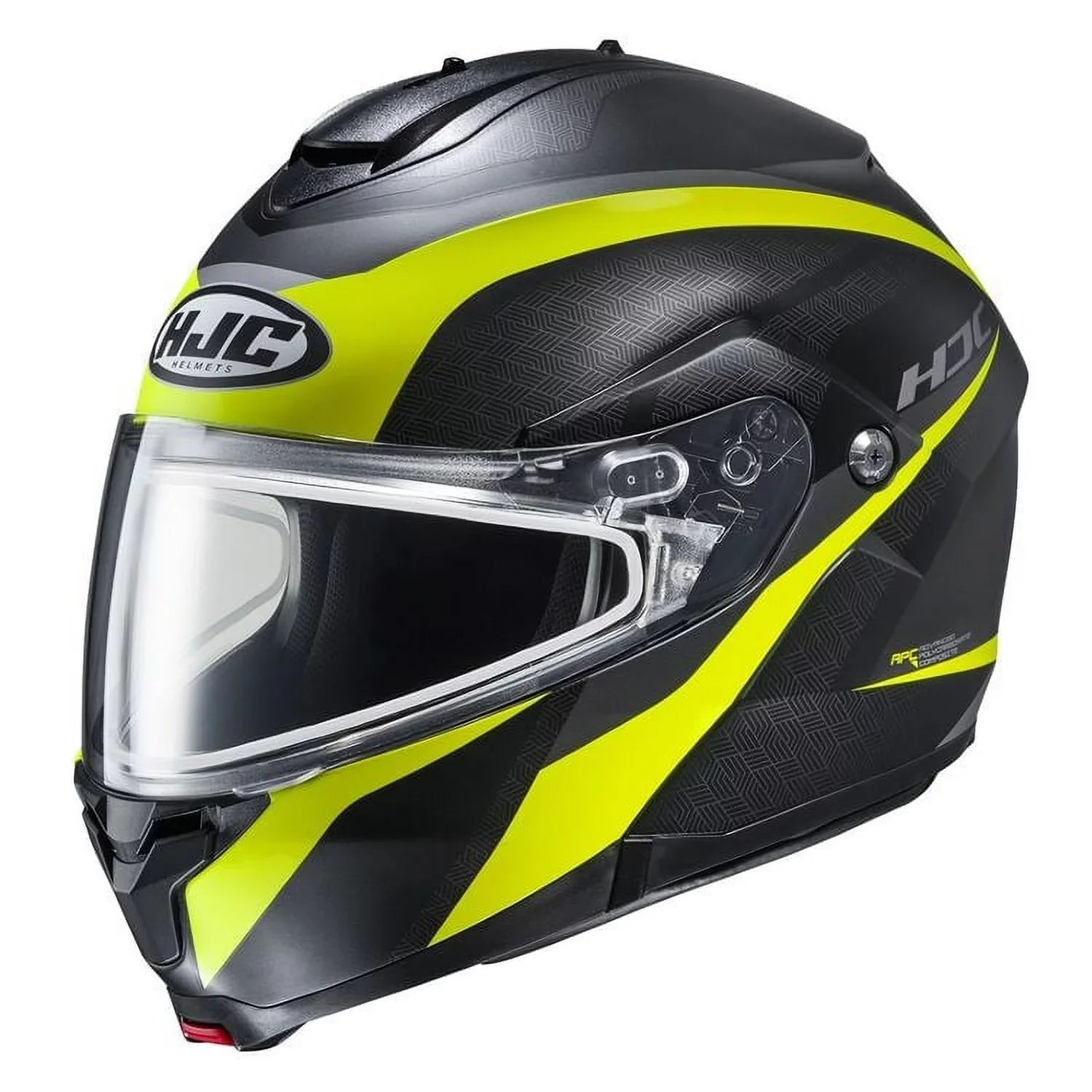 HJC C91 Taly snowmobile helmet with Dual Lens Sizehield Sizeemi-Flat Hi-Viz Yellow (MC-3HSizeF) (XXXX-Large, Black Sizeemi-Flat Hi-V