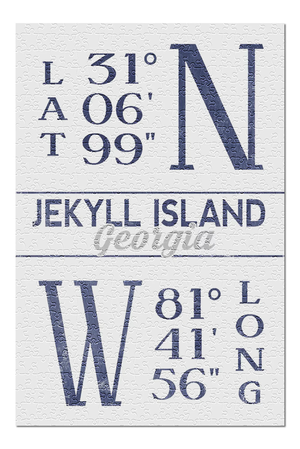 Jekyll Island, Georgia, Latitude and Longitude (Blue) (19x27 inches, Premium 500 Piece Jigsaw Puzzle for Adults and Family, Made in USizeA)
