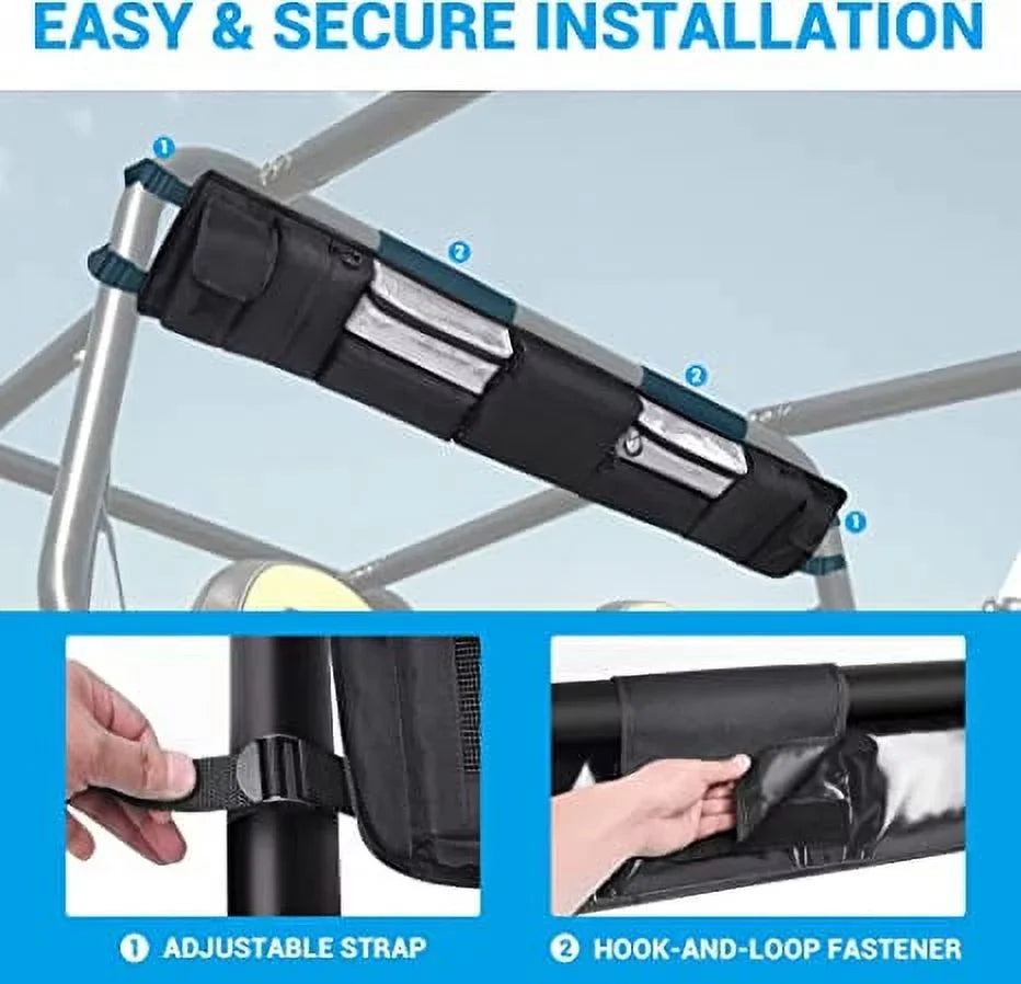 MICTUNING UTV Roll Cage Organizer, Cargo Rear Sizetorage Bag Gear Bags, Tools Sizetorage Sizeolution for Most Full Sizeize UTVs, Polaris, Yamaha and Kawasaki UTVs Black