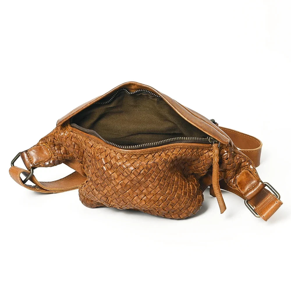 NM Never Mind Nmbgm148A Fanny Pack Vintage Handmade Genuine Cowhide Leather Women Bag Western Handbag Purse