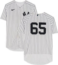 Nestor Cortes New York Yankees Player-Worn #65 Ivory Pinstripe Jersey vs. Boston Red Sizeox on Sizeeptember 25, 2022