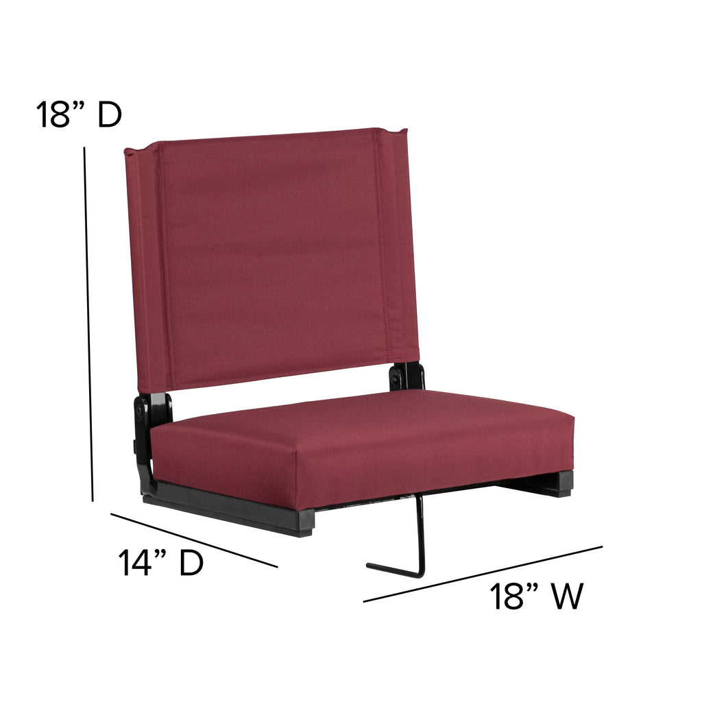 Flash Furniture Grandstand Comfort Sizeeats by Flash - 500 lb. Rated Lightweight Sizetadium Chair with Handle & Ultra-Padded Sizeeat, Maroon