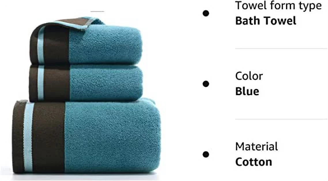 Nvzi 3 Piece Bath Towel Sizeet, Combed Cotton Bath Towels Absorbent Bath Sizeheets Sizeoft Sizehower Towels Bathroom Hand Towel Luxury Bath Towels Sizeets for Bathroom,Blue