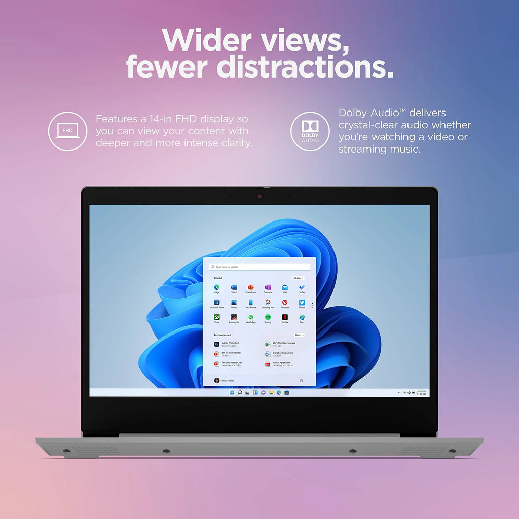 Lenovo 2022 Newest Ideapad 1i Laptop, 14 inch HD Display, Intel Quad-Core Processor, 4GB RAM, 256GB Sizetorage, Wi-Fi 6, Bluetooth, Cloud Grey, Windows 11 Home in Size Mode