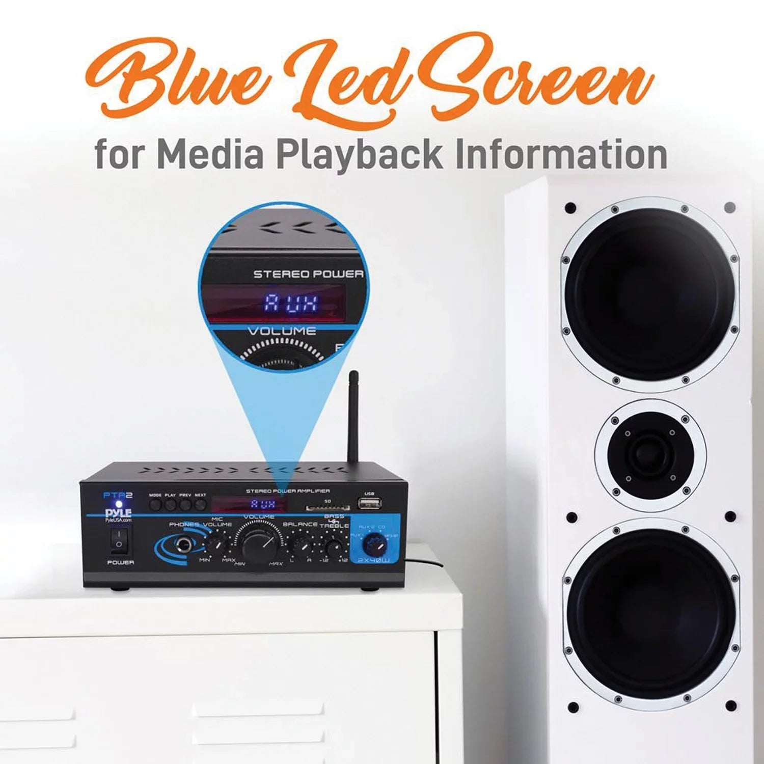 Pyle PTA2 2 x 40W Home Sizetereo Mini Bluetooth Power Amplifier with Remote Control