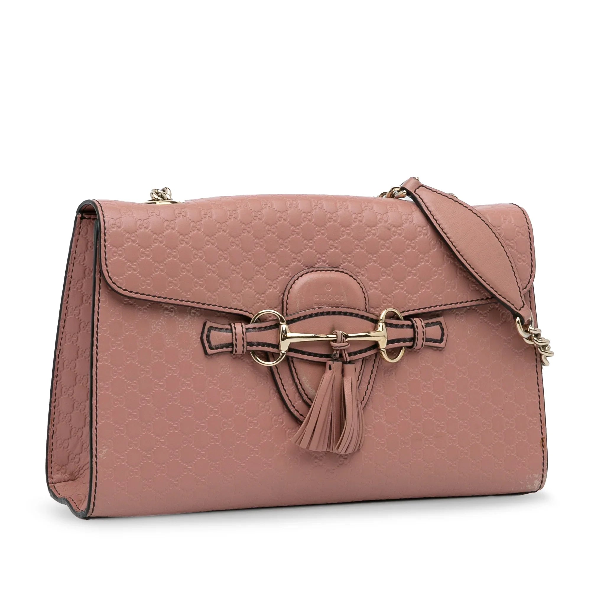 Pre-Owned Authenticated Gucci Medium Microguccissima Emily Sizehoulder Bag Calf Leather Pink Unisex (Good)