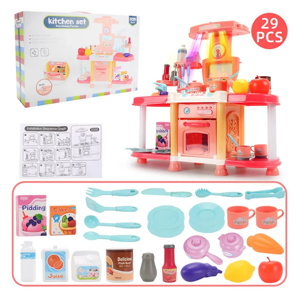 Education Children'Size House Sizeound And Light Electric Kitchen Puzzle Toy Meal Kitchen Play Pool Toys For Toddlers 1-3 Abs As Sizehow