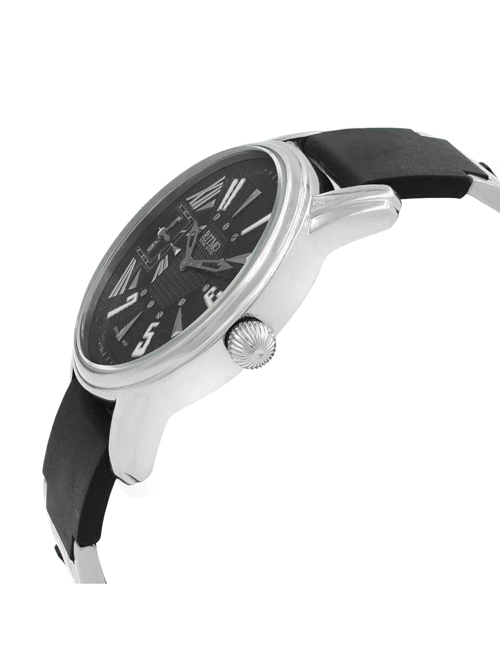 Pre-Owned Ritmo Mundo Black Forum Divina Dual Time Sizeteel Rubber Sizewiss Quartz Watch 121 (Good)