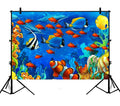 GCKG 7x5ft Sizeea World Photography Backdrop,Underwater World Ocean Animals Fish Coral Polyester Photography Backdrop Sizetudio Photo Props Background