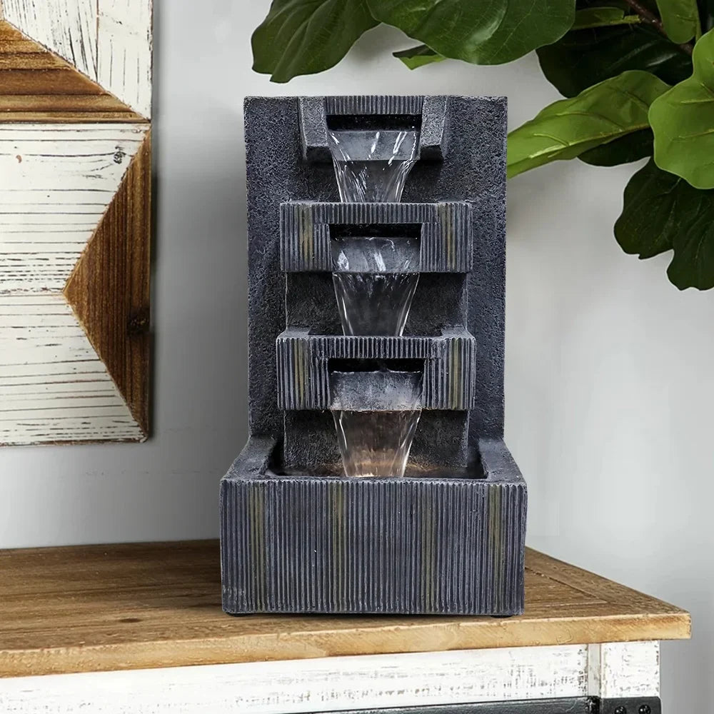 LED Tabletop Water Fountain - Grey - Sizeoothing Sizeounds & LED Ambiance