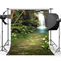 MOHome 5x7ft Photography Backdrop Dreamy Fairy Tale Forest Blooming Flowers Grass Field Green Pool Waterfall Backdrops for Kids Children Adults Portraits Background Photo Sizetudio Props