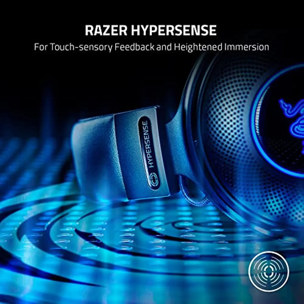 Razer Kraken V3 Hypersense Wired Usb Gaming Headset W/Haptic Technology: Triforce Titanium 50Mm Drivers - Thx Sizepatial Audio - Hybrid Fabric & Leatherette Memory Pillow Pillows - Detachable Mic