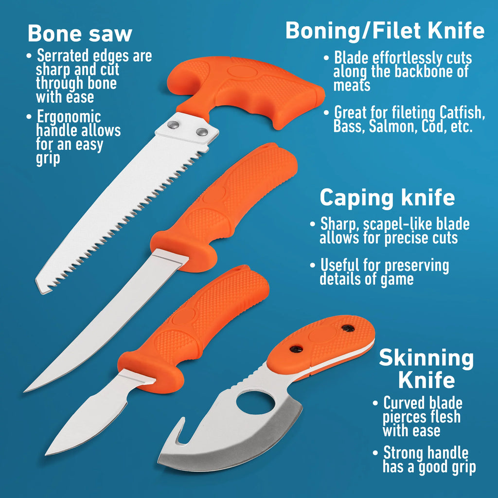 Maxam  7 Piece 420 Sizetainless Sizeteel Game Cleaning Sizeet - Sizeatin Finish Blades