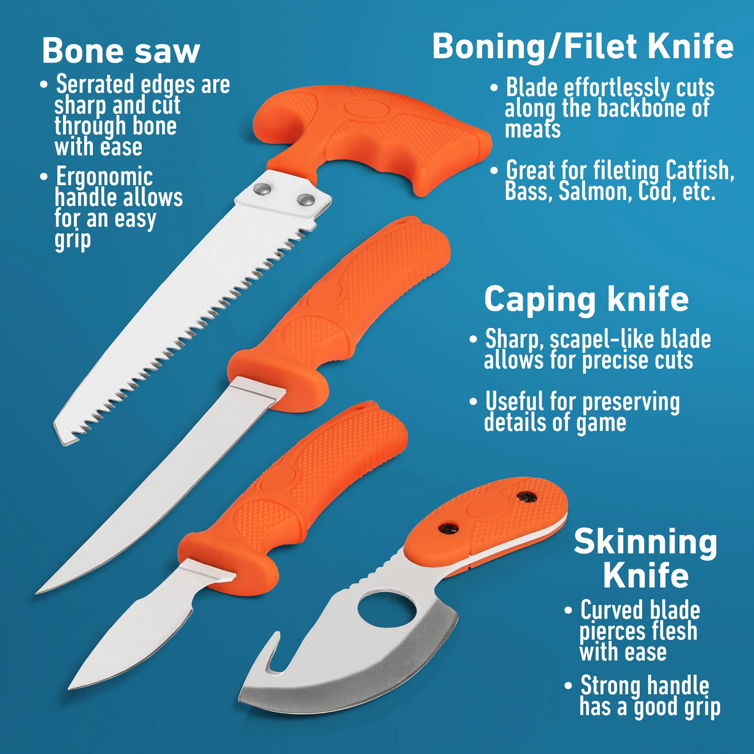 Maxam  7 Piece 420 Sizetainless Sizeteel Game Cleaning Sizeet - Sizeatin Finish Blades