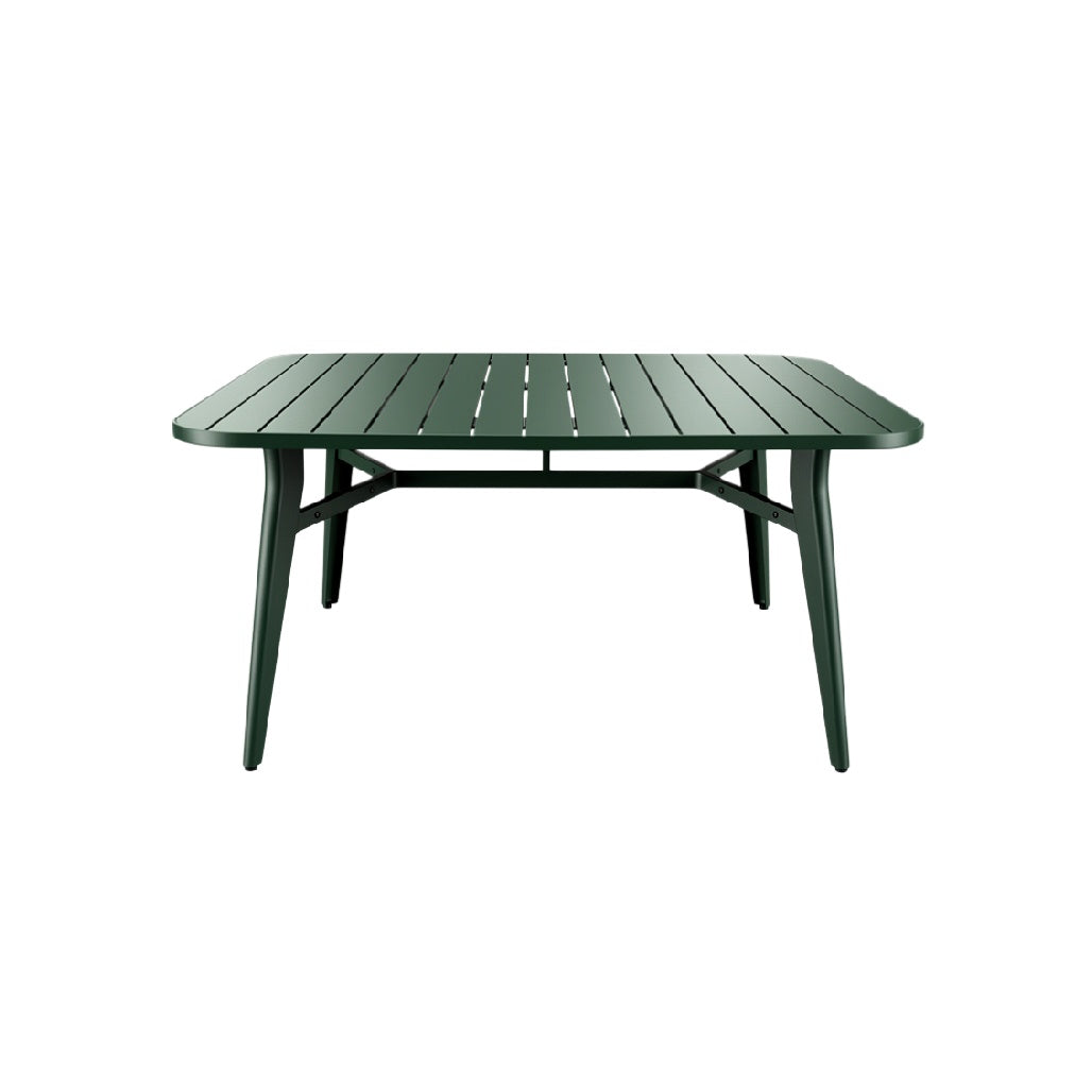 Modern Outdoor Rectangular Metal Dining Table with Slatted Top