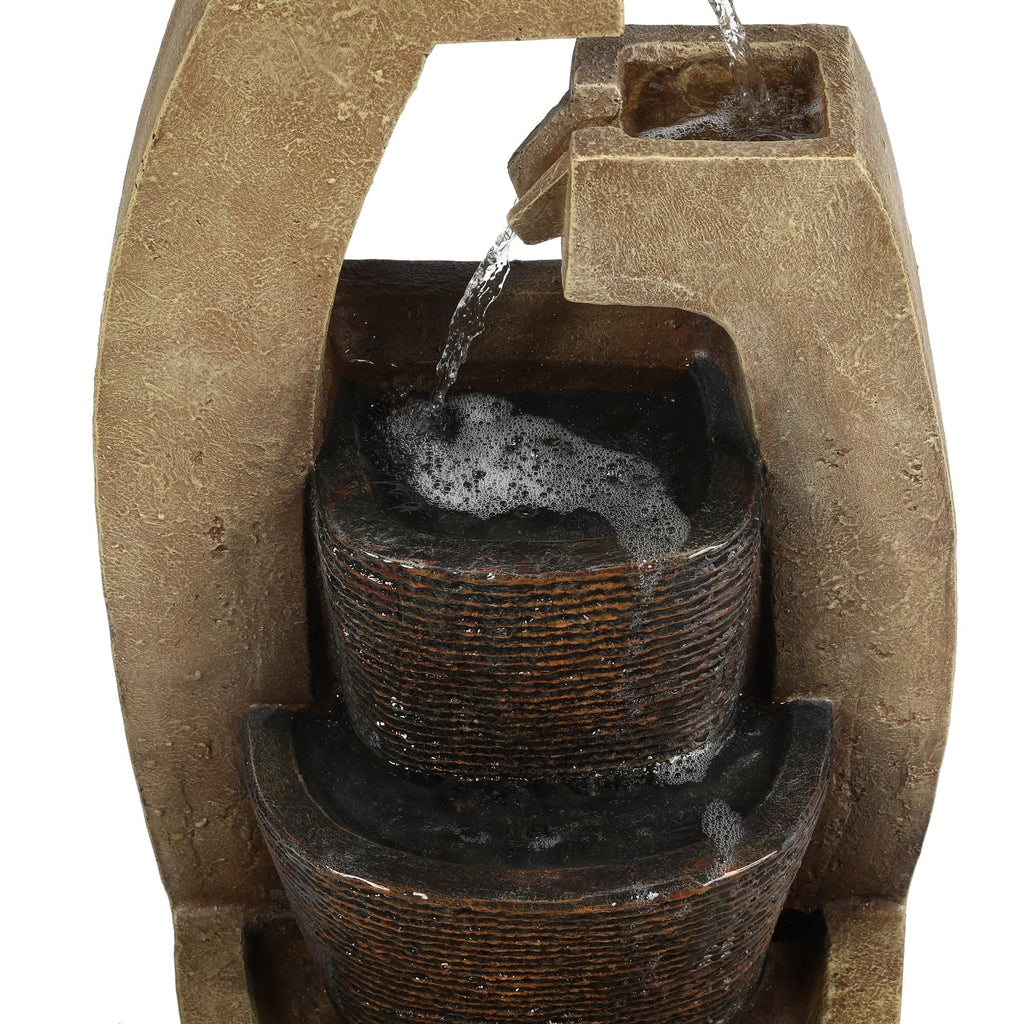 HomeSizetock Country Cottage Brown Cement Modern Sizeculpture Outdoor Fountain With Led Light