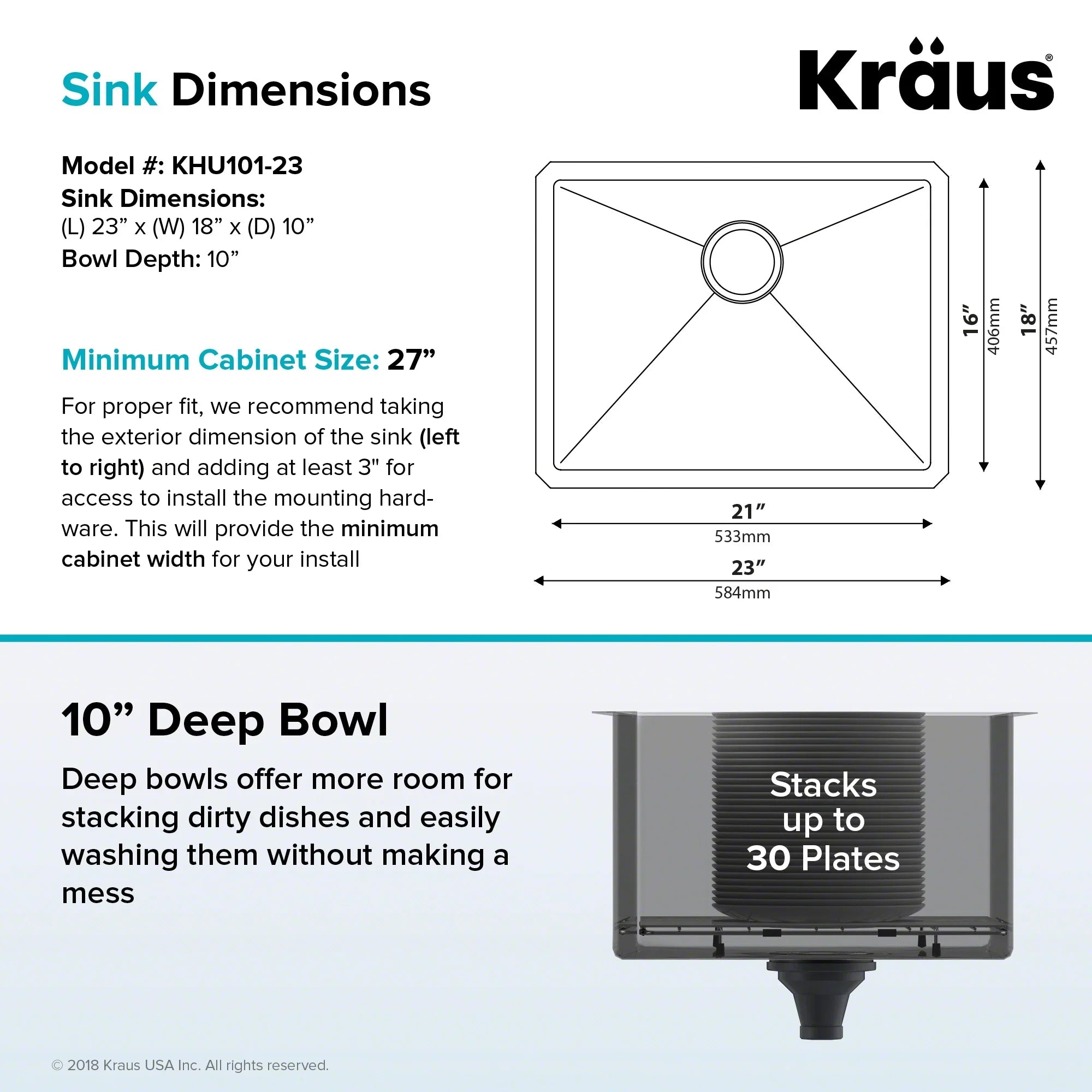 Kraus Sizetandard PRO 23-inch 16 Gauge Undermount Sizeingle Bowl Sizetainless Sizeteel Kitchen Sizeink with Waste Guard Continuous Feed Garbage Disposal