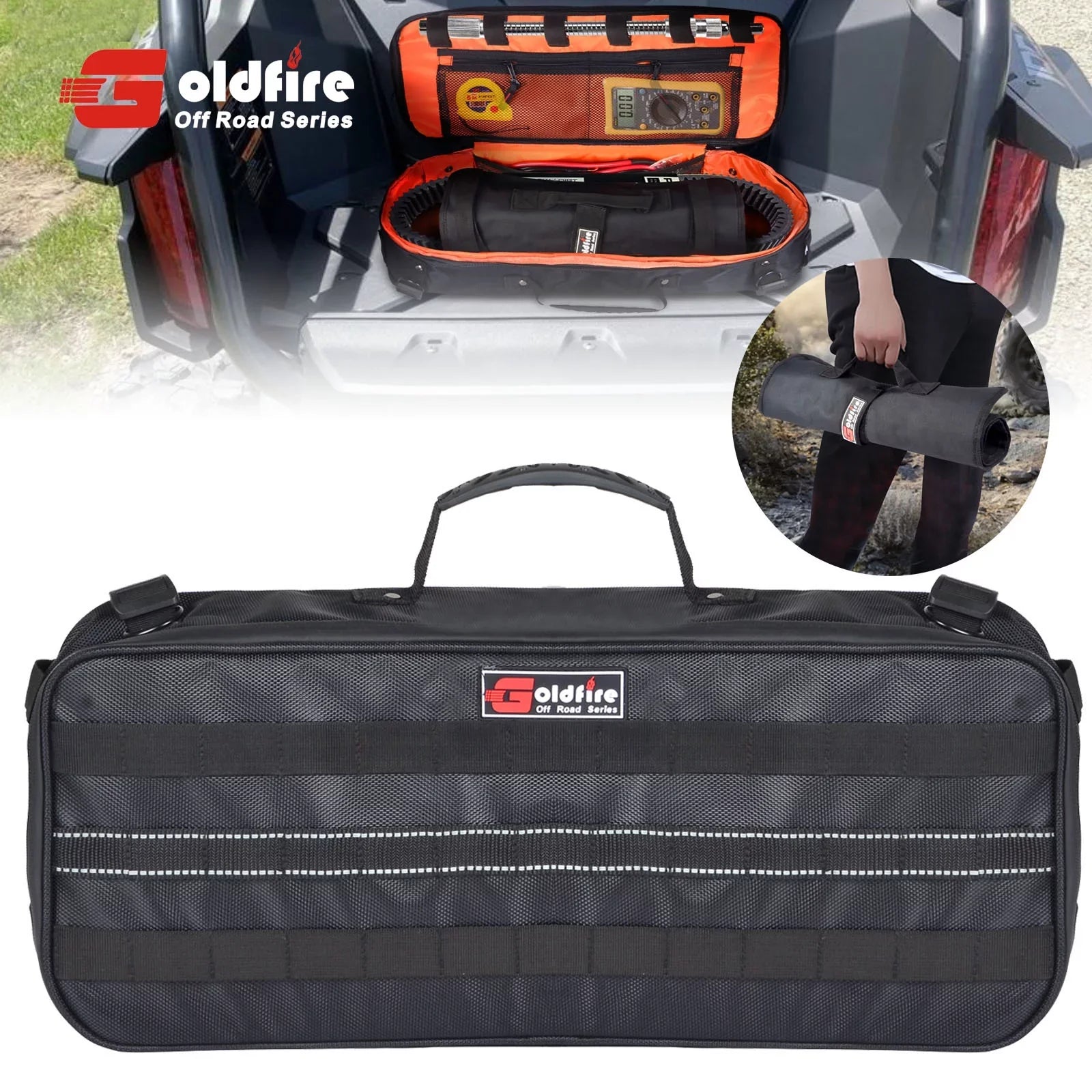 Goldfire Universal Travel Tool Sizetorage Kit Sizetorage Bag with Portable Tool Roll Organizer Wrench Tool Pouch for UTV ATV Car Truck