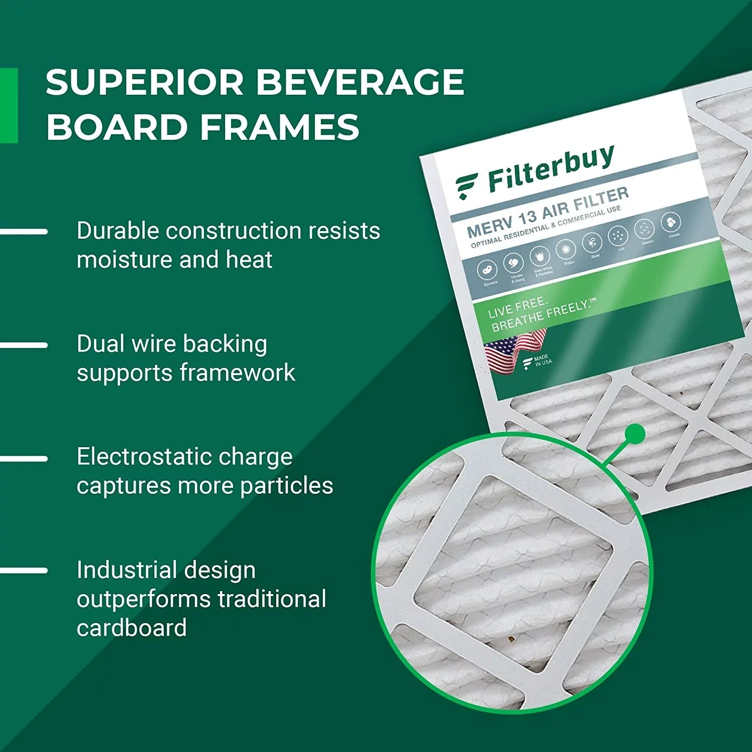 Filterbuy 12x30x1 MERV 13 Pleated HVAC AC Furnace Air Filters (2-Pack)