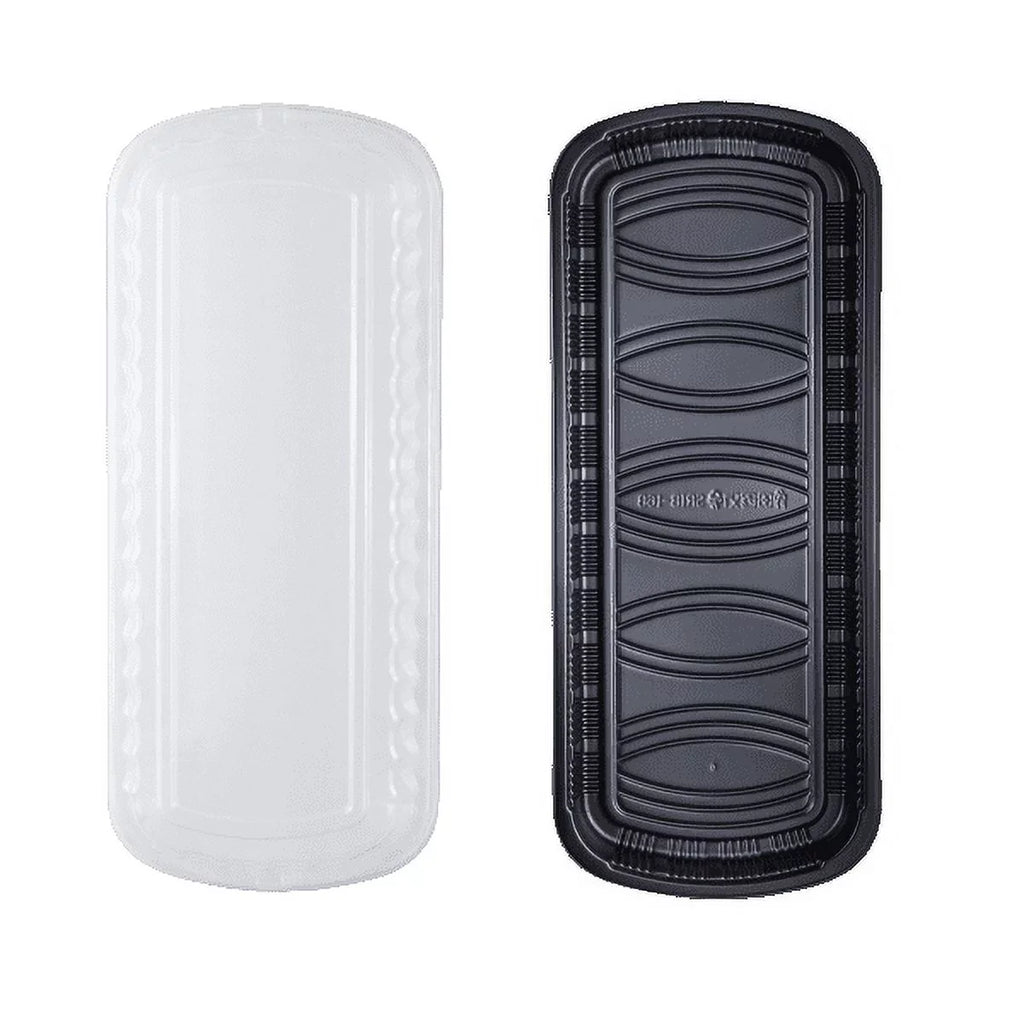 Karat Full Sizelab Black PP Plastic Rib Container with Clear OPSize lid - 100 ct