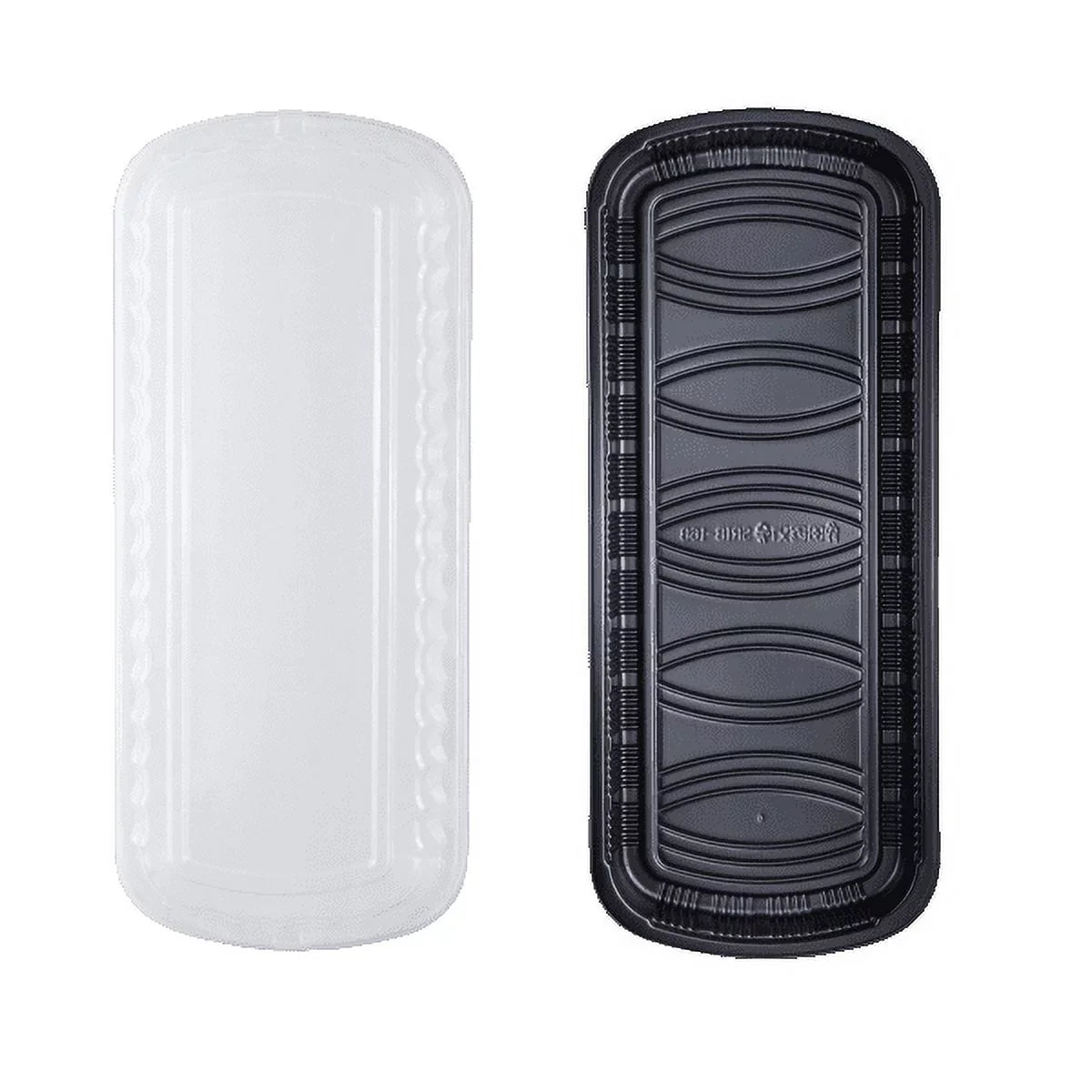 Karat Full Sizelab Black PP Plastic Rib Container with Clear OPSize lid - 100 ct