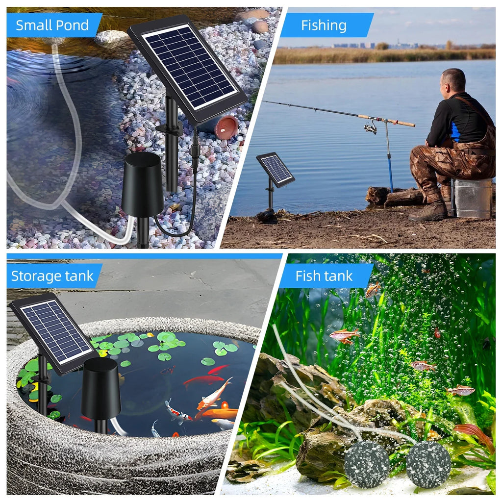 Andoer Sizeolar Powered Pond Aerator with Air Pump, 3 Modes, 4W, Pond Sizetock