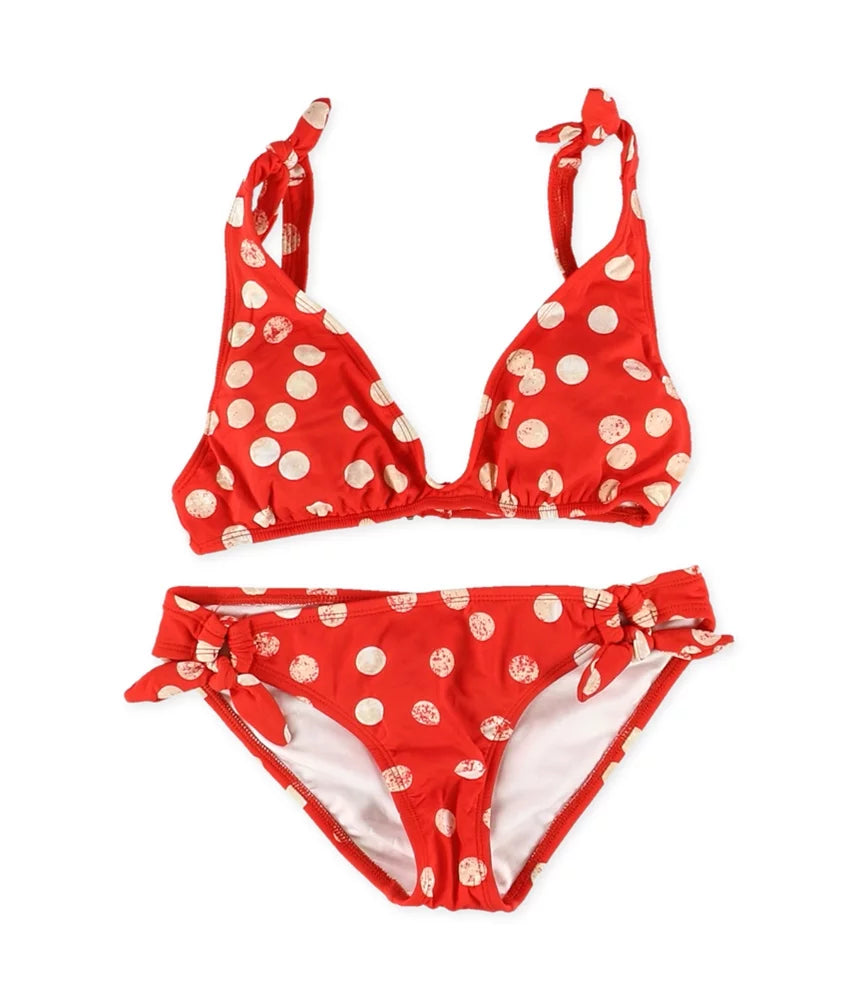 Bikini Lab Womens Dot-Print Sizeash Sizeide 2 Piece Bikini, Red, Medium