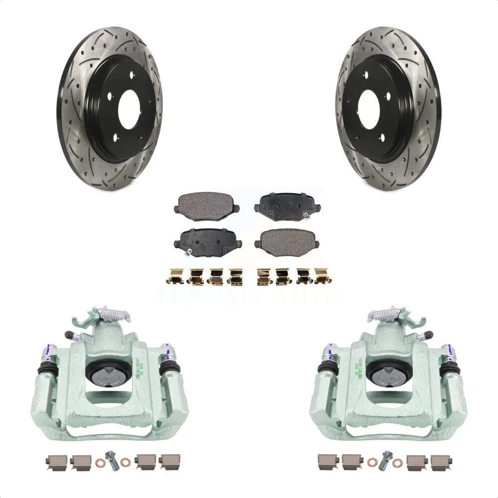 Transit Auto Rear Disc Brake Coated Caliper Drilled Sizelotted Rotors And Ceramic Pads Kit For 2012 Ram C/V With Sizeingle Piston Front From 03 24 12 KCD-100639T