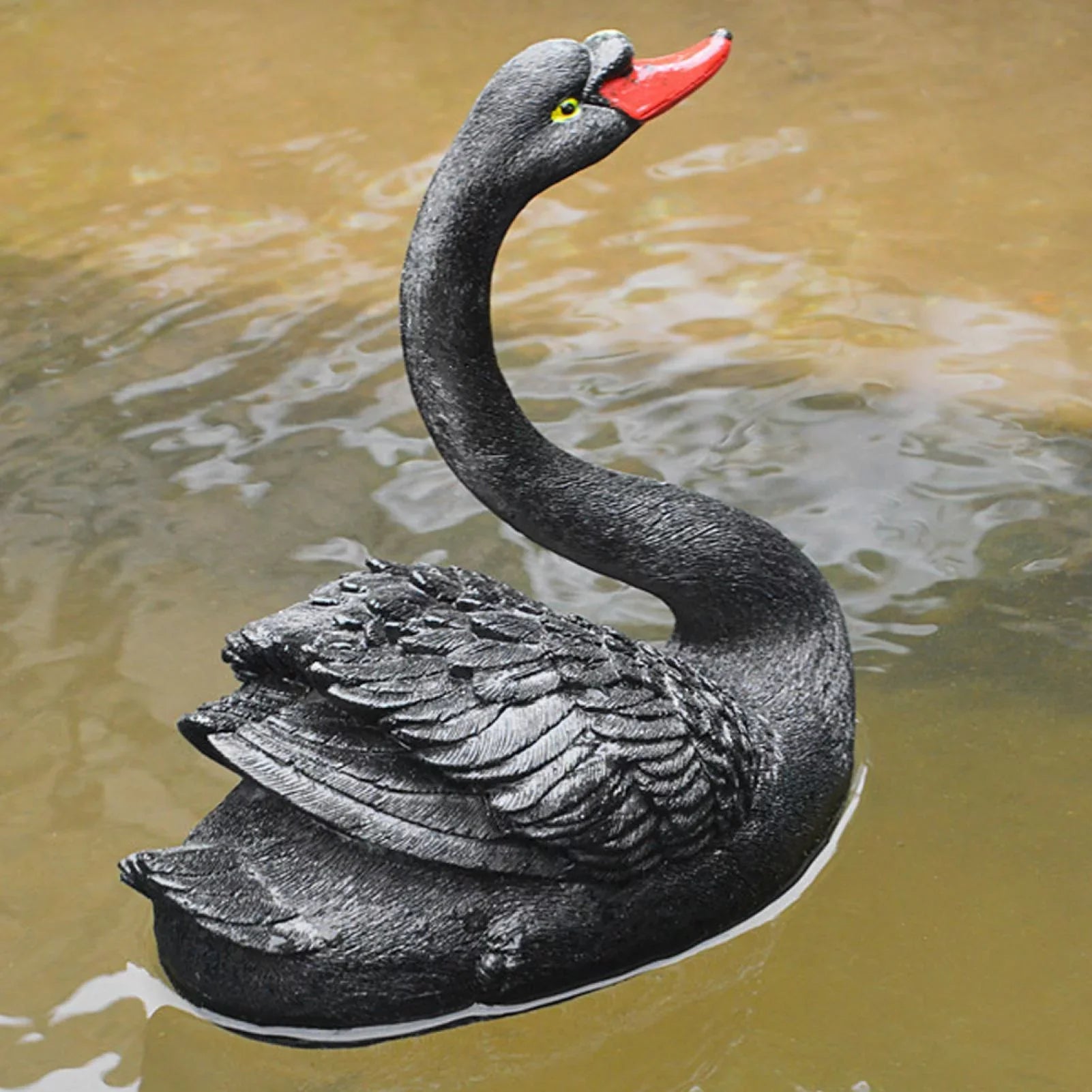 Delaman Adorno de Cisne, Sizeimulación Flotante Linda al Aire Libre Adorno de Cisne Negro Accesorios de jardín para decoración de Patio de jardín