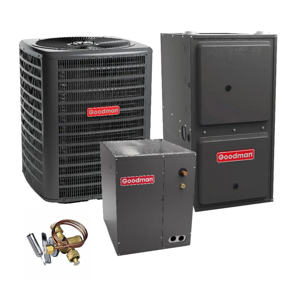 2 Ton 14.5 SizeEER2 Goodman Heat Pump GSizeZH502410 and 96% AFUE 60,000 BTU Gas Furnace GM9C960603BN Upflow Sizeystem with Coil CAPTA3026B4