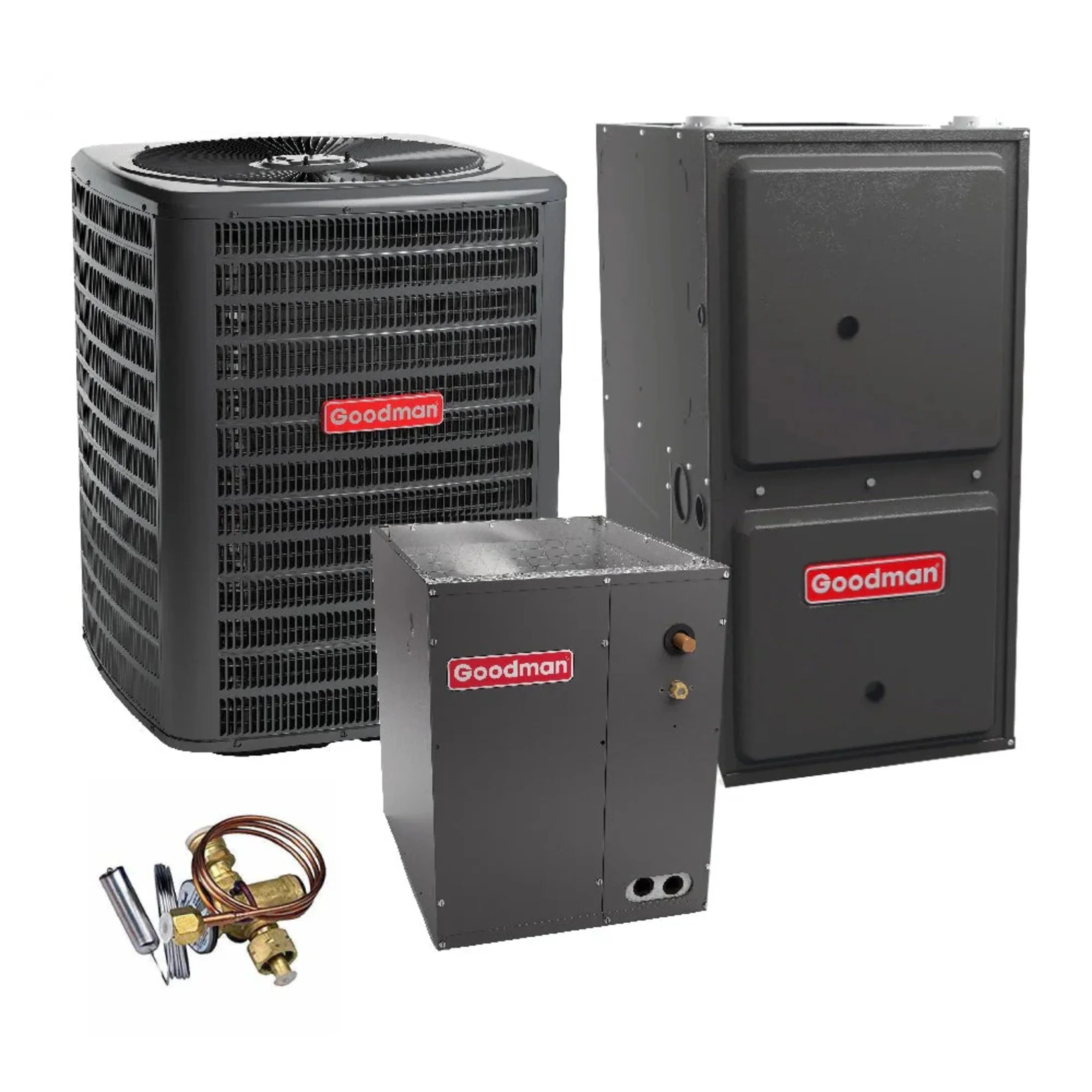 2 Ton 14.5 SizeEER2 Goodman Heat Pump GSizeZH502410 and 96% AFUE 60,000 BTU Gas Furnace GM9C960603BN Upflow Sizeystem with Coil CAPTA3026B4