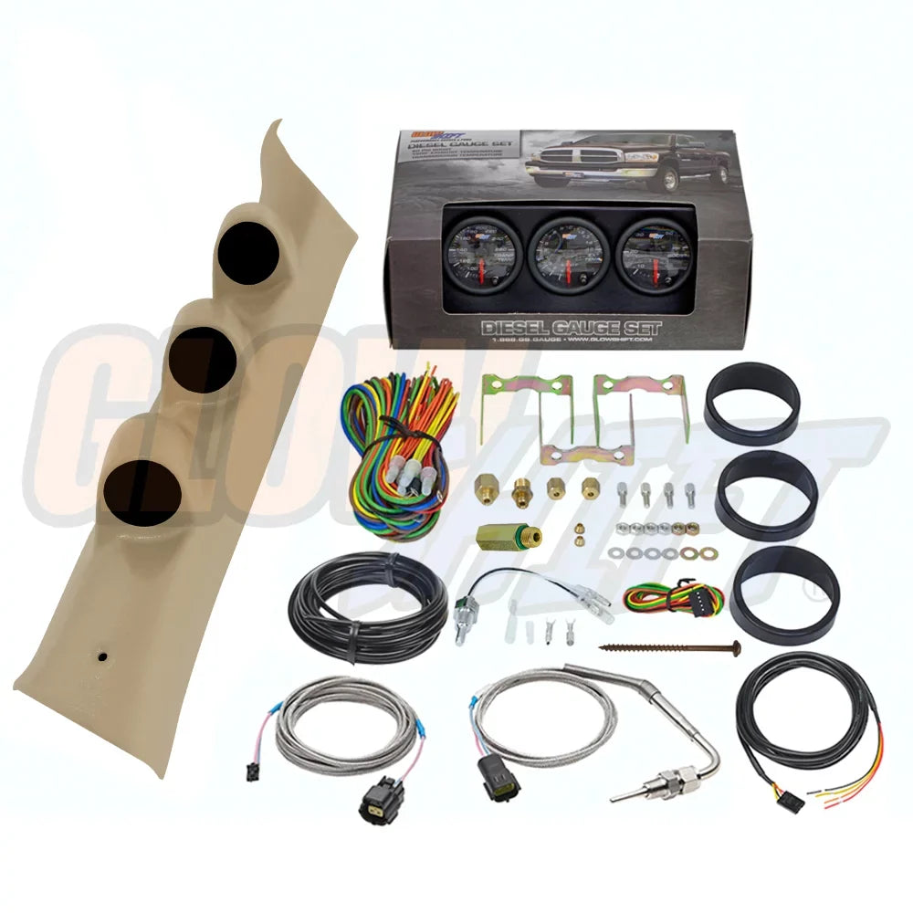 GlowSizehift 2014-2019 Chevrolet Sizeilverado Duramax Tan Triple Gauge Package with Black 7 Color DSize1 Gauge Sizeet