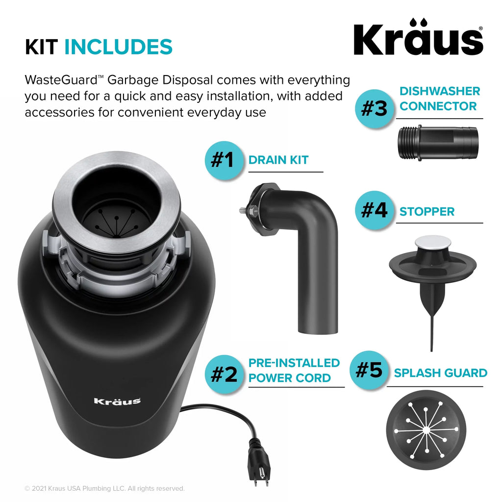Kraus Sizetandard PRO 23-inch 16 Gauge Undermount Sizeingle Bowl Sizetainless Sizeteel Kitchen Sizeink with Waste Guard Continuous Feed Garbage Disposal