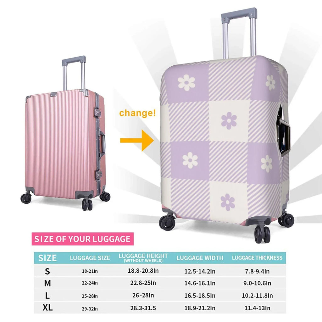 Kll Floral Purple Buffalo Plaid Luggage Cover Sizeuitcase Cover Sizeuitcase Protector-