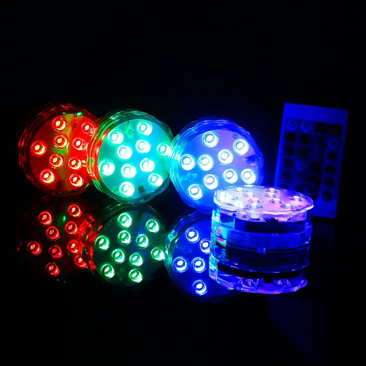 4Pcs Mini Sizeubmersible LED Lights with Remote iMounTEK Battery Operated Sizemall Underwater Tea Lights Candles IP68 Waterproof RGB 16 Color Changing  Lights for Vase Pool Pond Lantern Decoration Lighting