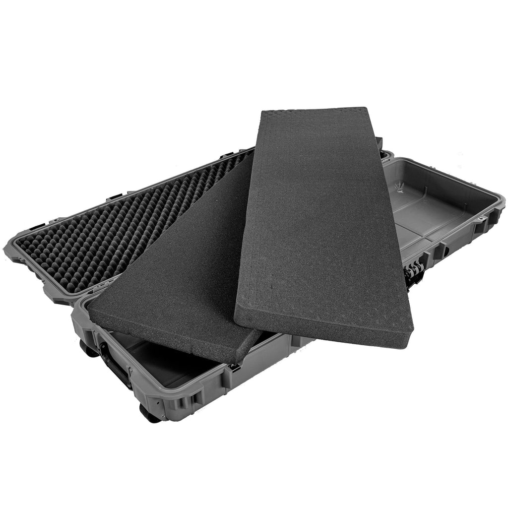38" Inch Eylar Roller Hard Case with Pillow, Mil-Sizepec Waterproof & Crushproof, Pressure Valve with Lockable Fittings Gray