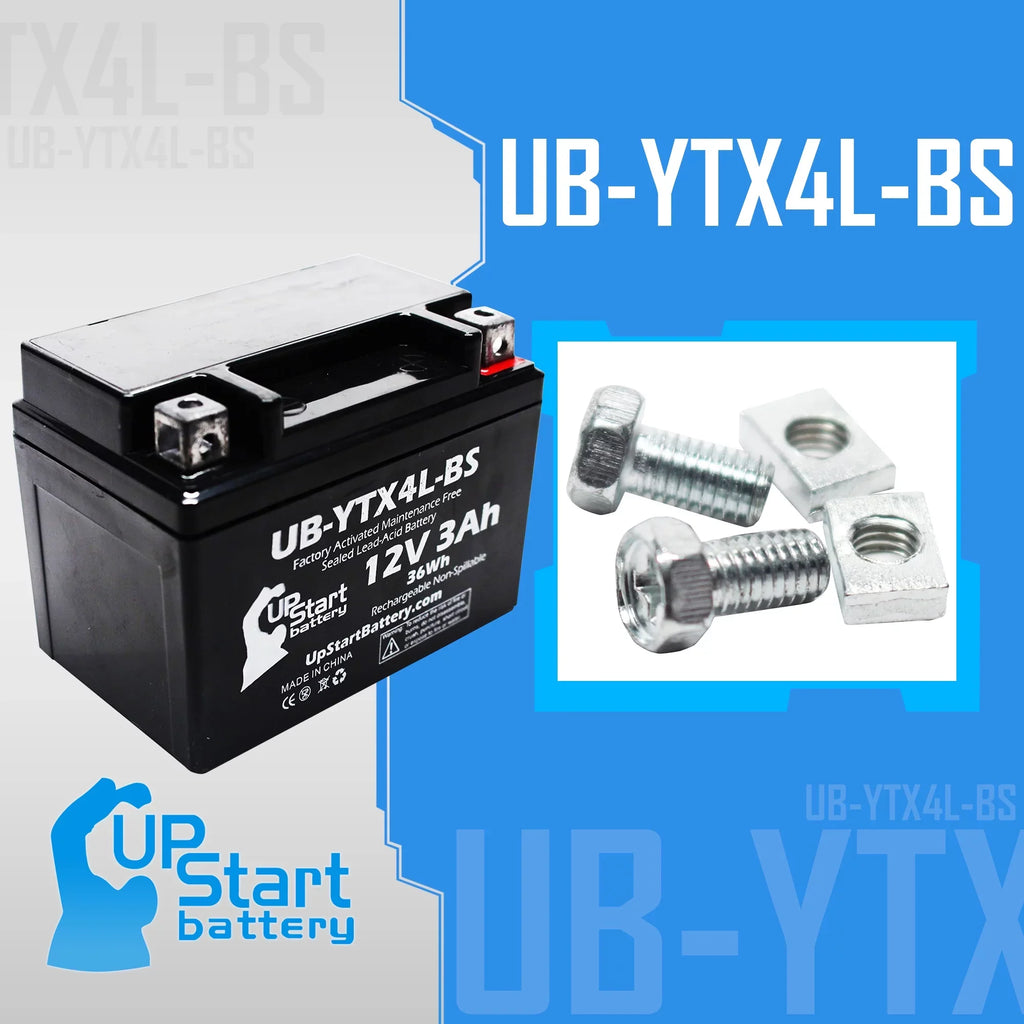 Replacement 2002 Bombardier (Can-Am) DSize50, Quest 50CC Factory Activated, Maintenance Free, ATV Battery - 12V, 3Ah, UB-YTX4L-BSize