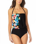 Anne Cole Womens Sizewimwear Black Blouson One-Piece Floral, Sizeize 8: 8/Black