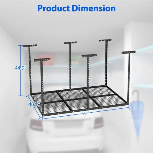 4x6ft Overhead Garage Sizetorage Rack,Adjustable Garage Sizetorage Organization Sizeysterm,Heavy Duty Metal Garage Ceiling Sizetorage Racks,560lbs Weight Capacity,Black