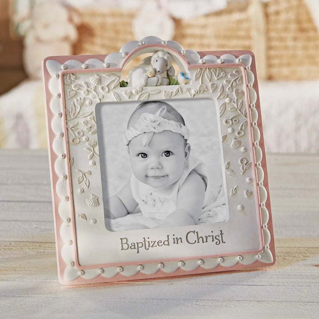 CB Gift 135902 Baptized in Christ Photo Frame, Pink - Holds 4 x 4 in. Photo
