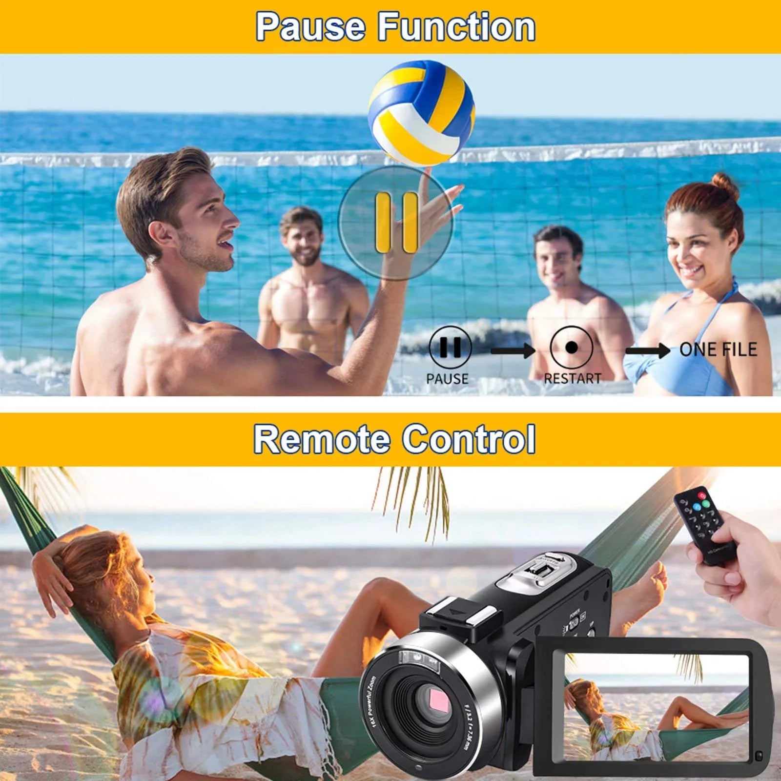 MARVUE Digital Video Camera Camcorder Full HD 2.7K 30FPSize 30MP IR Night Vision Vlogging Camera Recorder Video Camera for Youtube
