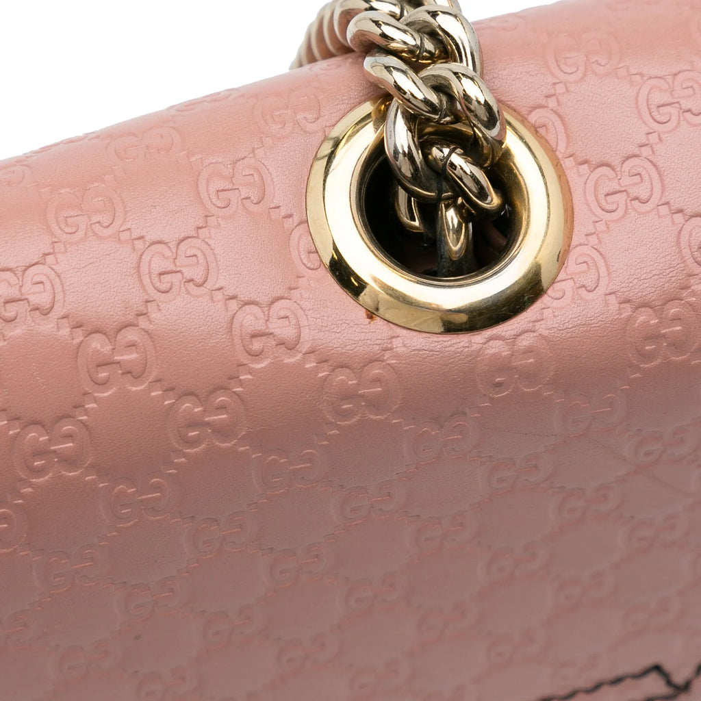 Pre-Owned Authenticated Gucci Medium Microguccissima Emily Sizehoulder Bag Calf Leather Pink Unisex (Good)