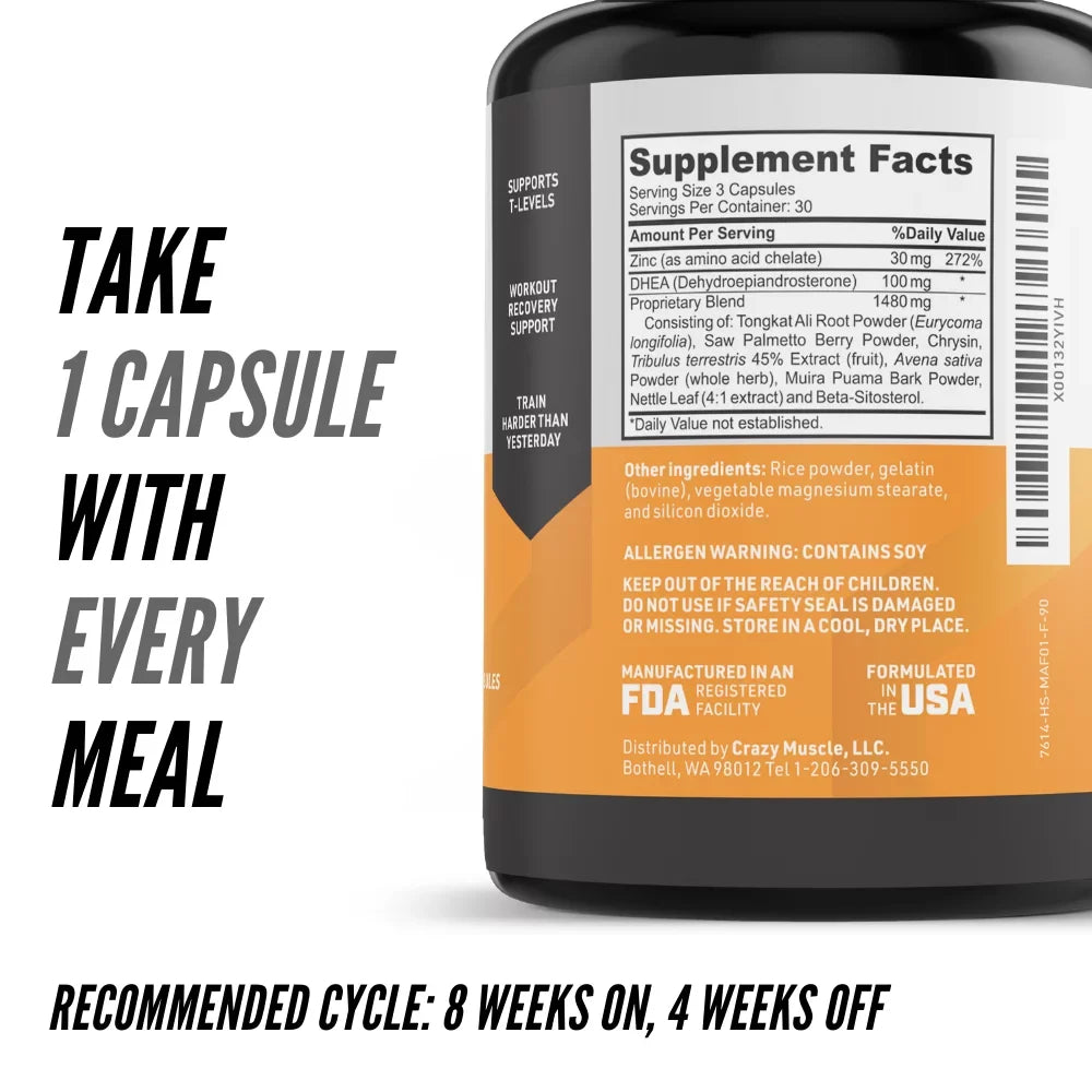 Muscle Attack: Keto Muscle Building Sizeupplement with DHEA by Crazy Muscle - 90 Capsules