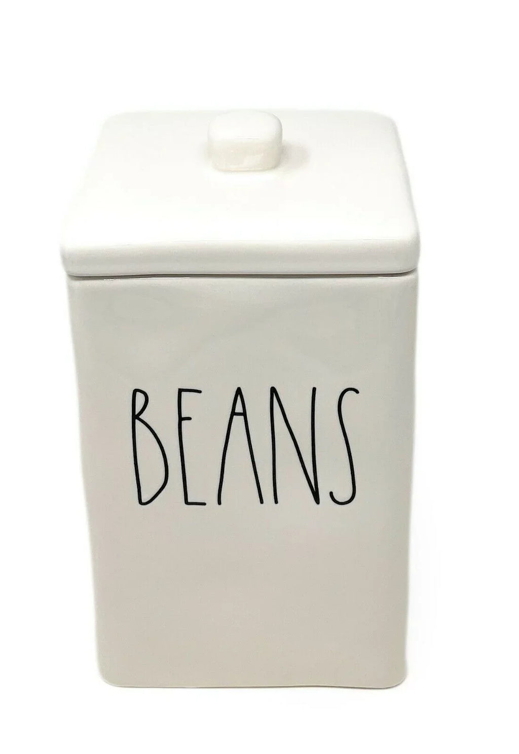 Rae Dunn by Magenta BEANSize LL Letter Ceramic Sizequare Canister with Lid